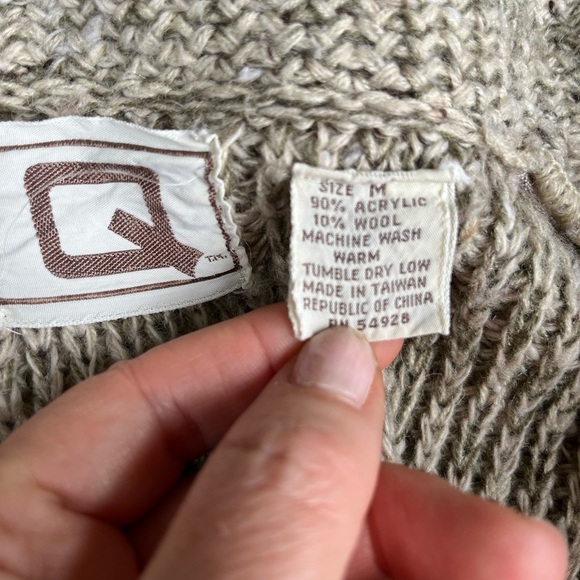 Vintage Q Muliti Color Knitted Maxi Wool & Acrylic Cardigan Size Medium - Picture 12 of 13